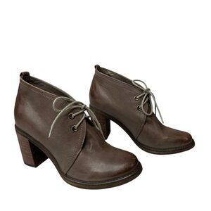 Jeffrey Campbell Boxxy Brown Leather Ankle Booties Heeled Boots 8.5